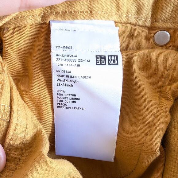 Marni Uniqlo Yellow Denim Baggy High Waist Wide Leg Logo Jeans, size 26x31 - Picture 7 of 11